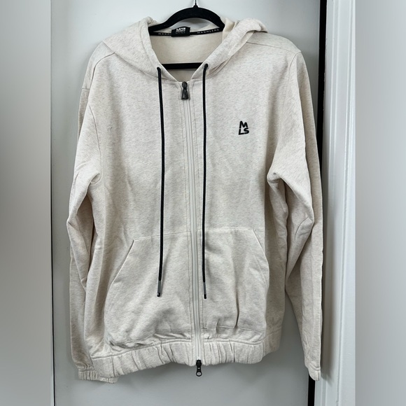 NWT $95 MAGNLENS Zip Up Hooded Hoodie Sweater Shirt Jacket S or M Heather Grey - Picture 3 of 15